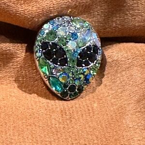 Alien 👽 Face Crystal Brooch